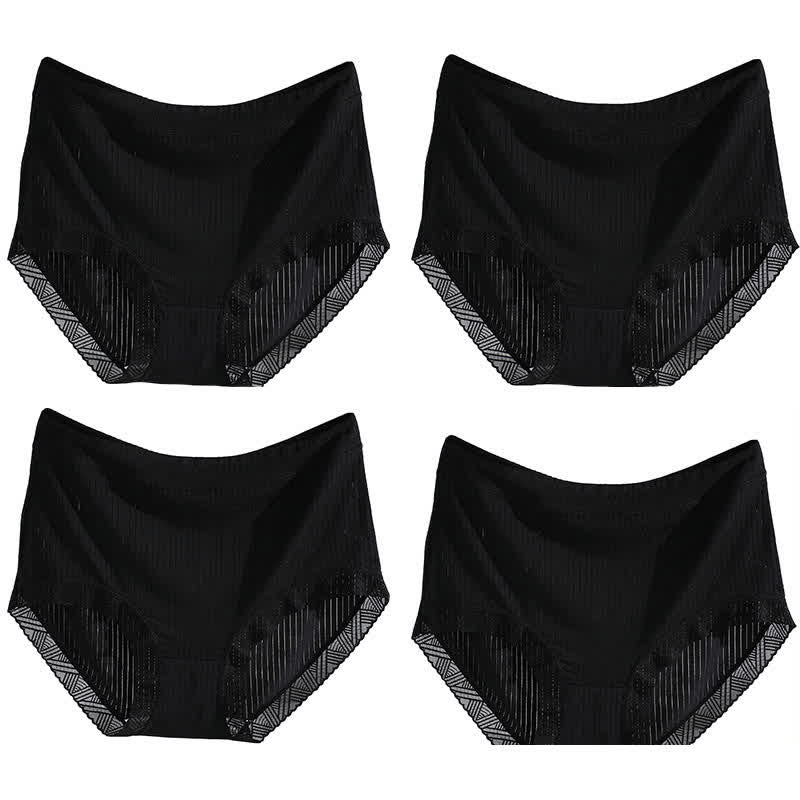 High-Waisted Seamless Panty(4 Pairs) - Black - 4XL - image 12
