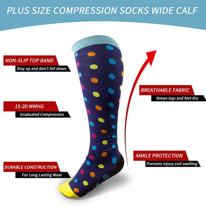 Plusock Dot Pattern Plus Size Compression Socks 2XL-7XL(3 Pairs) - image 3