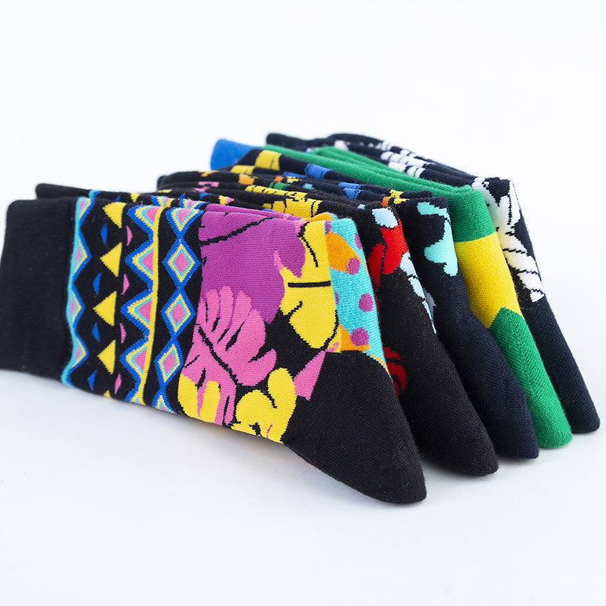 Plus Size Abstract Pattern Crew Socks(5 Pairs) - image 9