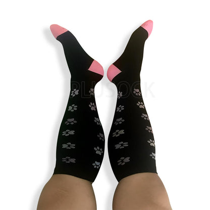 Pink Dog Footprints Plus Size Compression Socks 2XL-7XL(3 Pairs) - Pink - 7XL - image 1