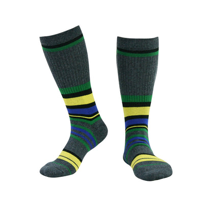 Dark Green Stripes Knee High Cushioned Socks - XL - Green - image 0