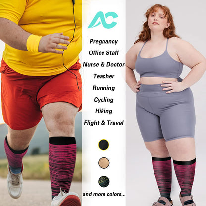 Plusock Rose Red Filaments Plus Size Compression Socks 2XL-7XL(3 Pairs) - image 4