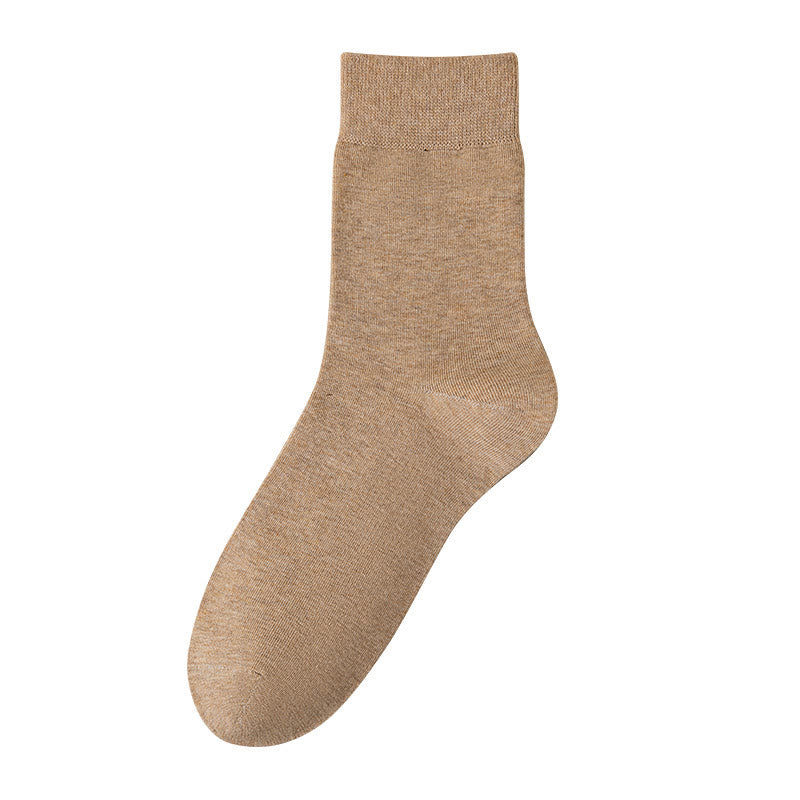 Plus Size Solid Color Breathable Quarter Socks(5 Pairs) - Khaki - EU39-46(US6-12) - image 9