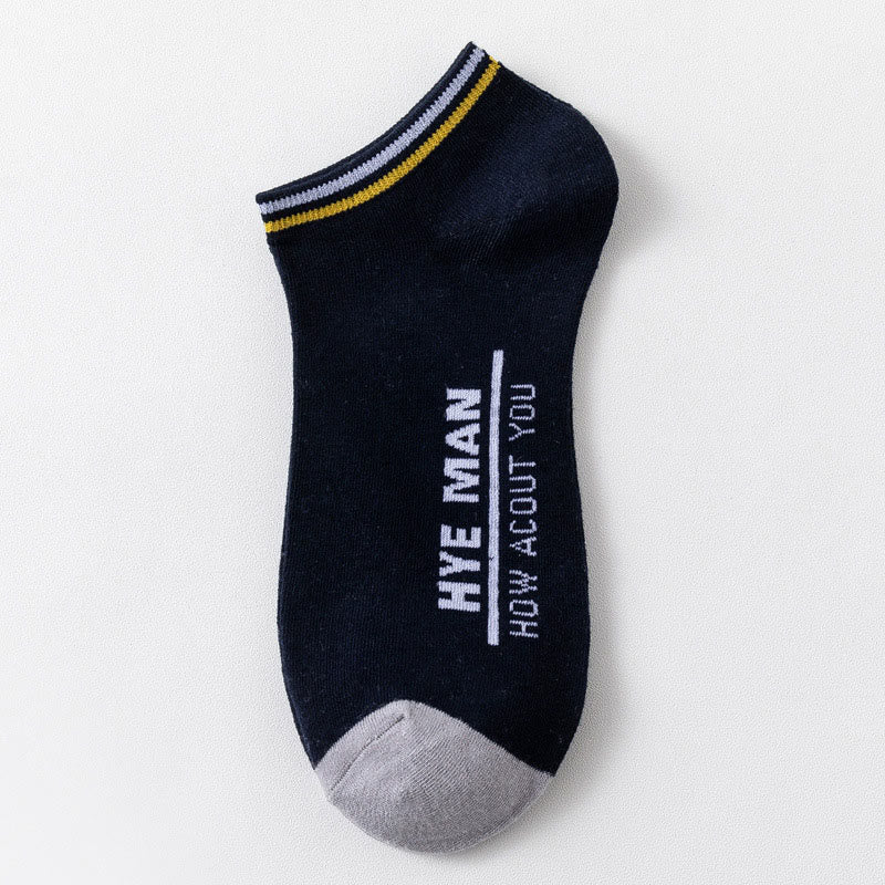 Wide Calf Letter Pattern Cotton Socks(3 Pairs) - 42-48 - Navy Blue - image 6