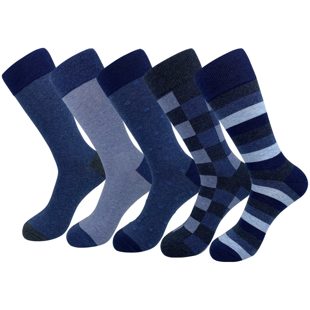 Plusock Deep Blue Crew Socks(5 Pairs) - image 0