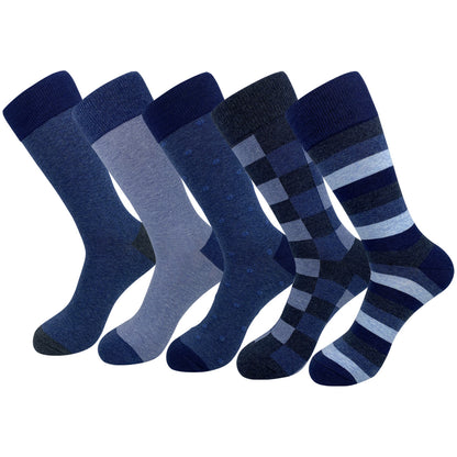 Plusock Deep Blue Crew Socks(5 Pairs) - image 0