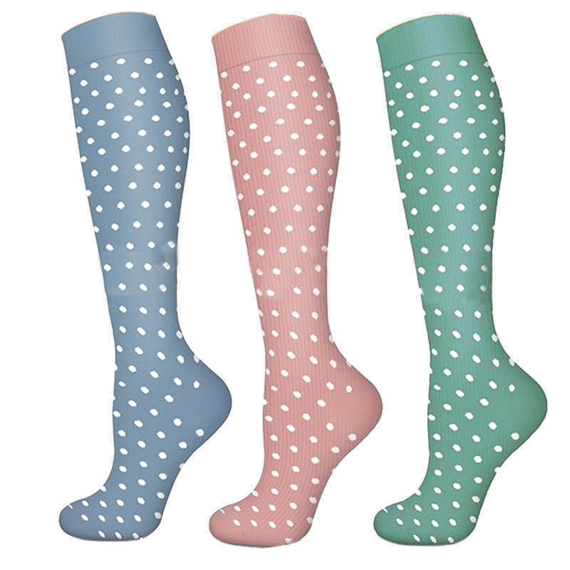 White Polka Dot Compression Socks(3 Pairs) - image 0