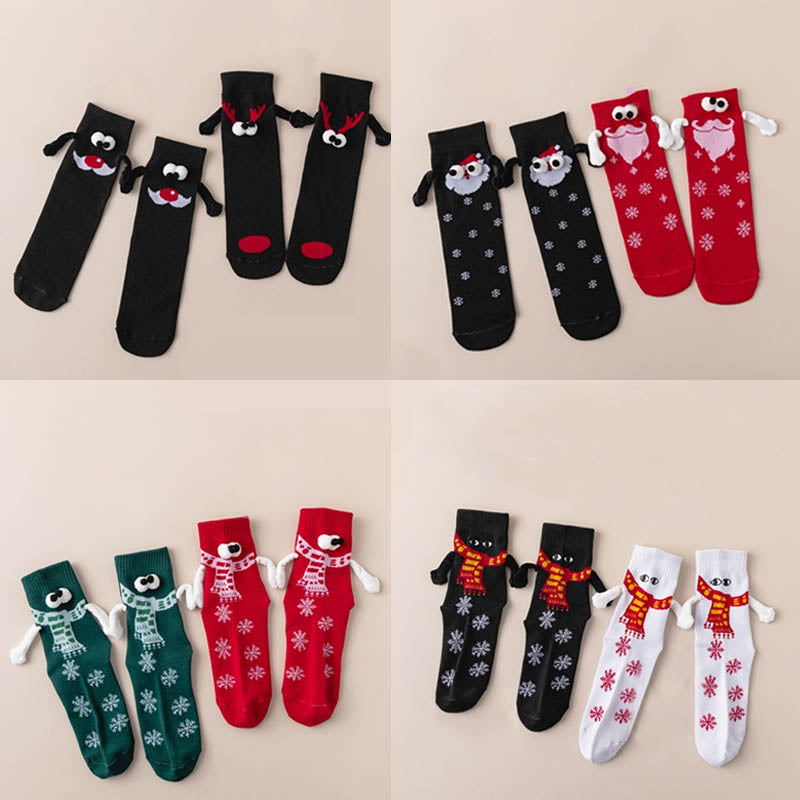 Plus Size Christmas Holding Hands Quarter Socks(4 Pairs) - image 5