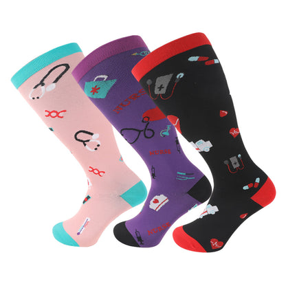 Plus Size Heart Elastic Compression Socks(3 Pairs) - image 4