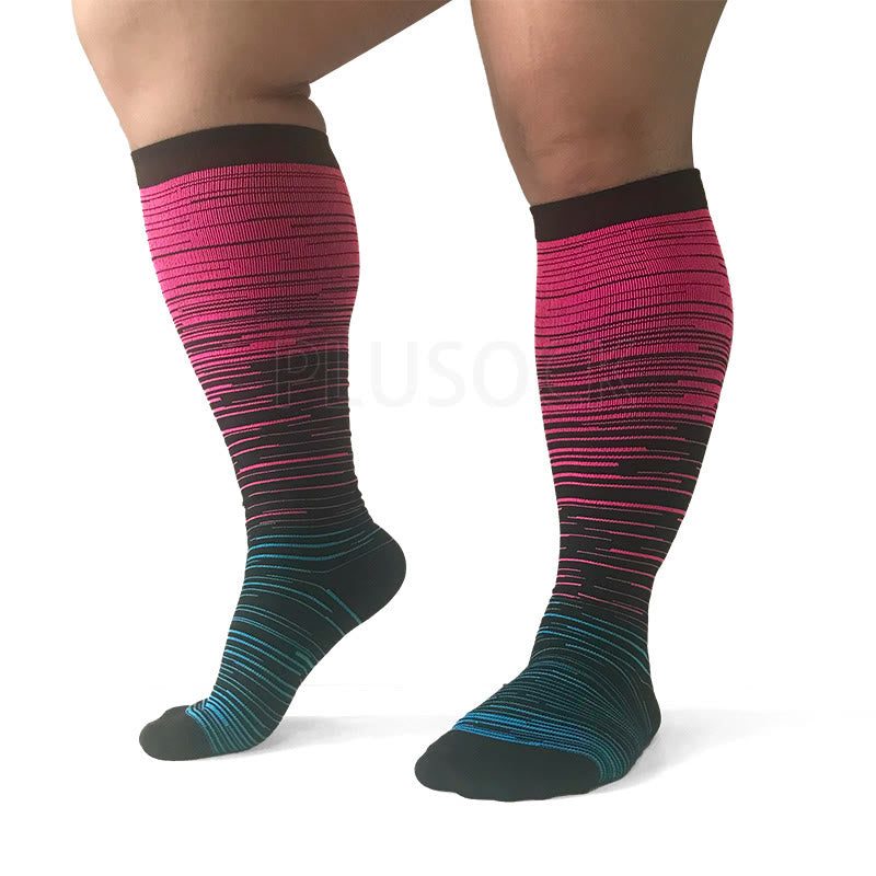 Colorful Cool Lines Plus Size Compression Socks 2XL-7XL(3 Pairs) - image 8