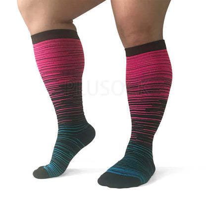 Colorful Cool Lines Plus Size Compression Socks 2XL-7XL(3 Pairs) - image 8