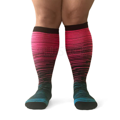 2XL-7XL Colorful Cool Lines Plus Size Compression Socks