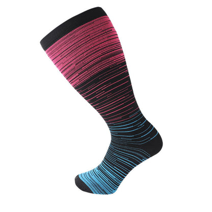2XL-7XL Colorful Cool Lines Plus Size Compression Socks(3 Pairs) - Rose - 7XL - image 17
