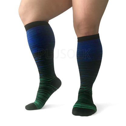 2XL-7XL Colorful Cool Lines Plus Size Compression Socks