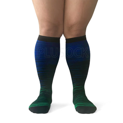 2XL-7XL Colorful Cool Lines Plus Size Compression Socks