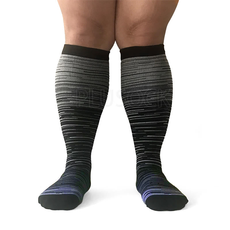 2XL-7XL Colorful Cool Lines Plus Size Compression Socks(3 Pairs) - image 13