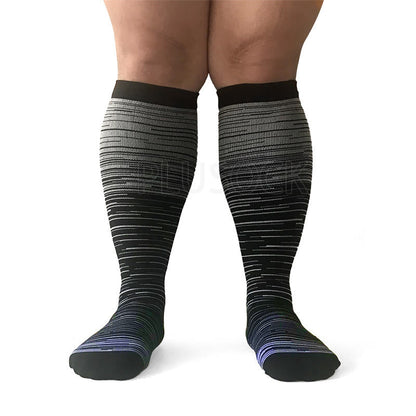 2XL-7XL Colorful Cool Lines Plus Size Compression Socks