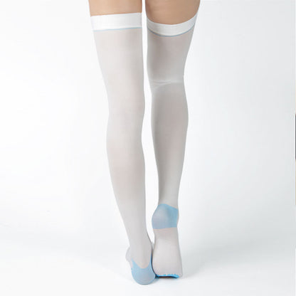 Plus Size White Thigh High Compression Socks