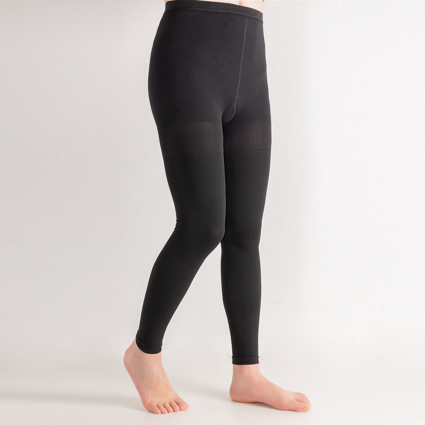 Plus Size Medical Footless Compression Tights(15-20mmHg) - Black - 4XL - image 1