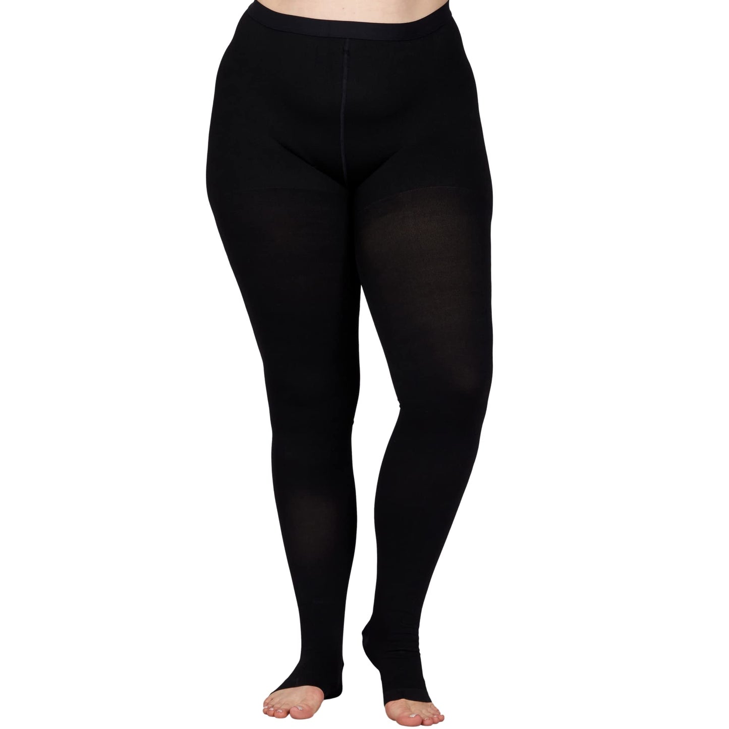 Plus Size Medical Toeless Compression Tights(15-20mmHg) - Black - 4XL - image 2