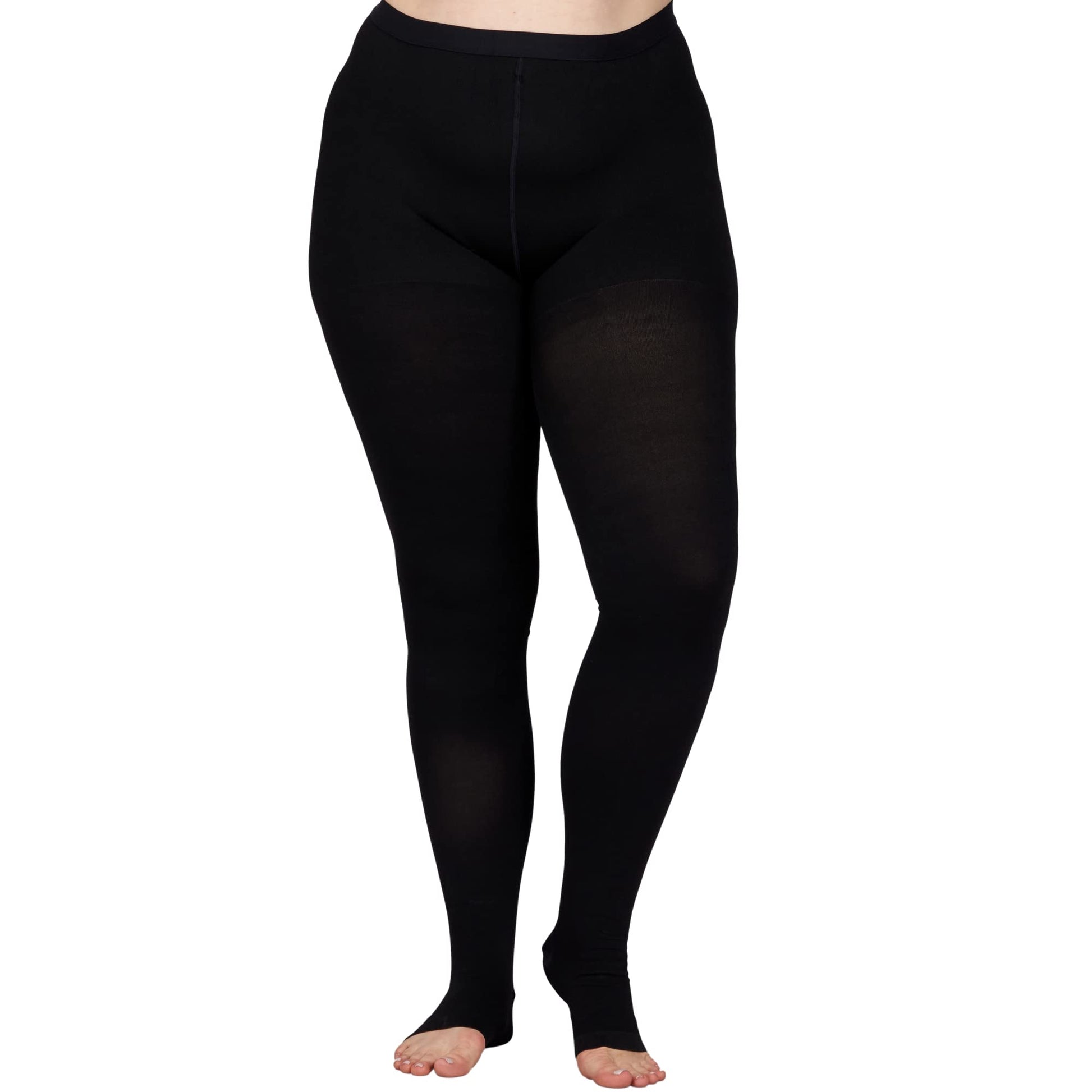 Plus Size Medical Toeless Compression Tights(15-20mmHg) - Black - 4XL - image 2
