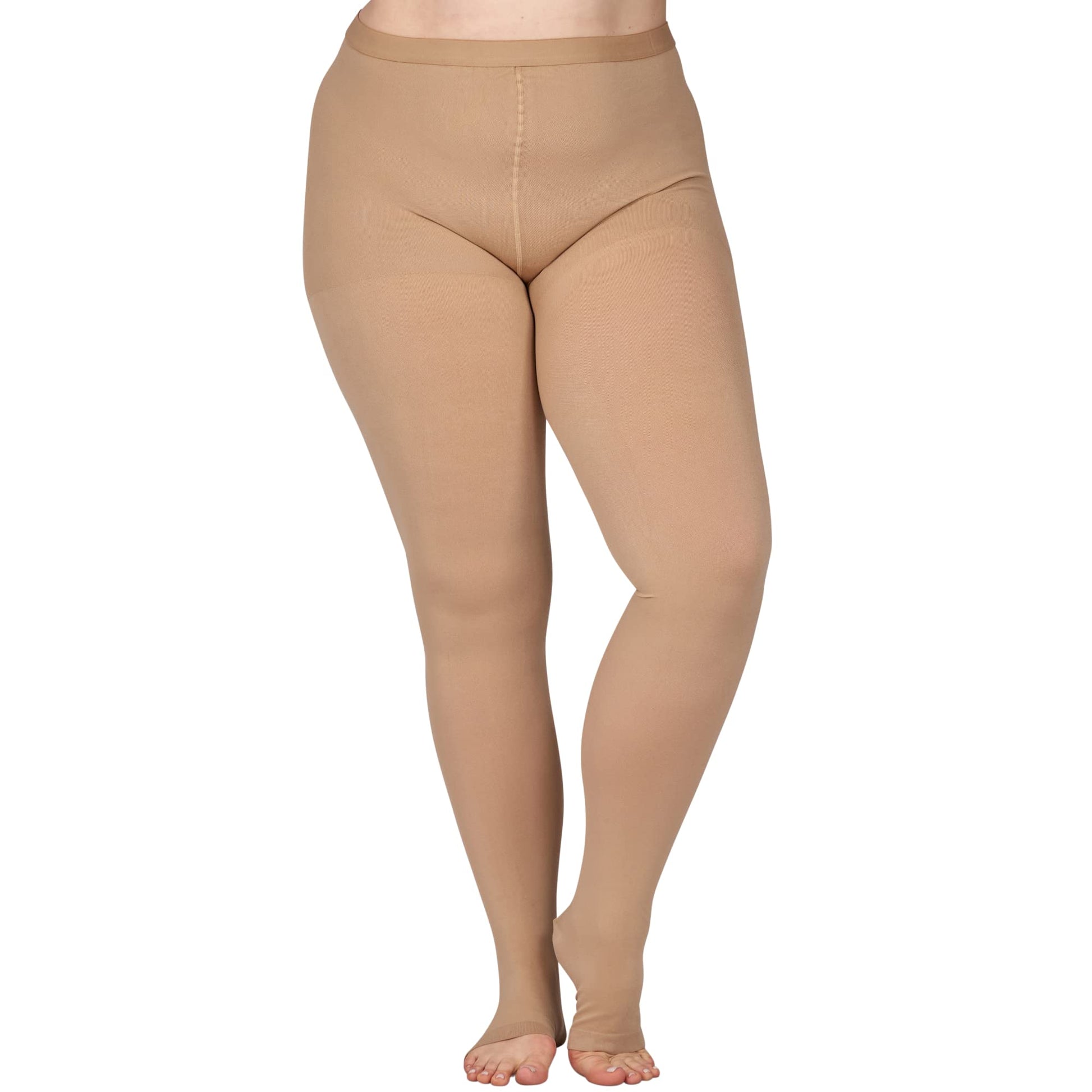 Plus Size Medical Toeless Compression Tights(15-20mmHg) - Nude - 4XL - image 3