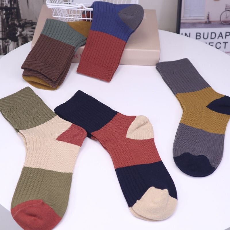 Contrast Color Quarter Socks(5 Pairs) - image 13