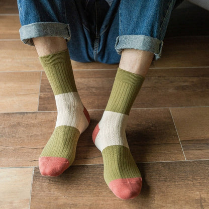 Contrast Color Quarter Socks(5 Pairs) - image 1
