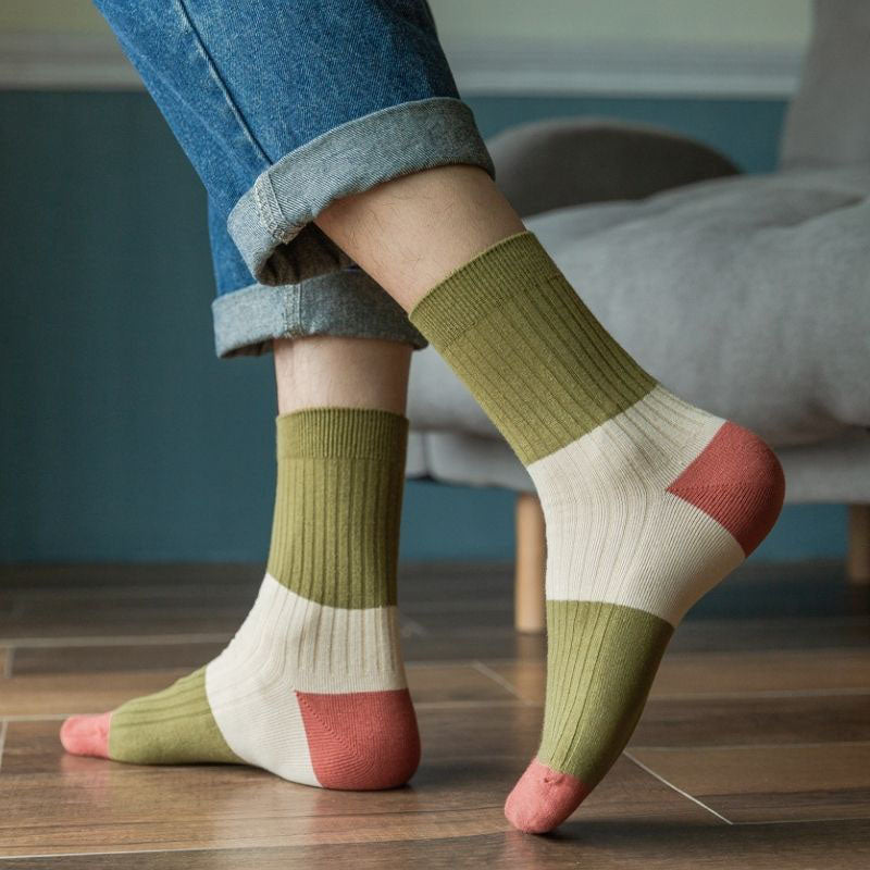Contrast Color Quarter Socks(5 Pairs) - image 2