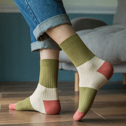 Contrast Color Quarter Socks(5 Pairs) - image 2