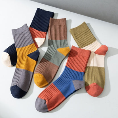 Contrast Color Quarter Socks(5 Pairs) - image 16