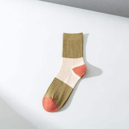 Contrast Color Quarter Socks(5 Pairs) - image 11