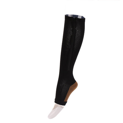 Plus Size Toeless Compression Socks(3 Pairs) - Black - S/M - image 1
