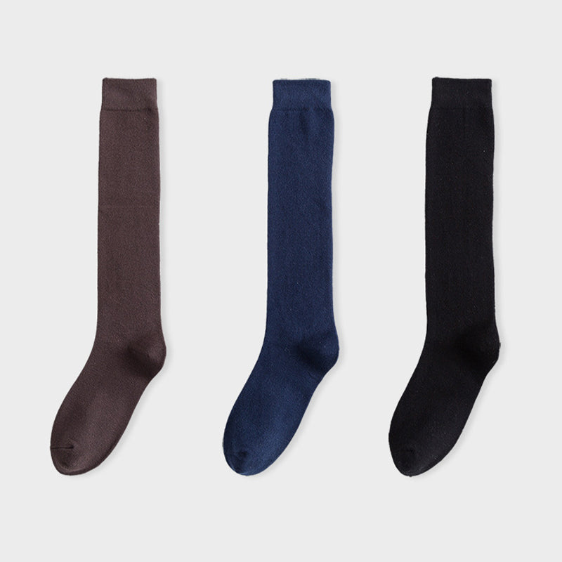 Elasticity Knee High Socks(3 Pairs) - Coffee+Black+Navy Blue - EU39-45(US6-11) - image 12
