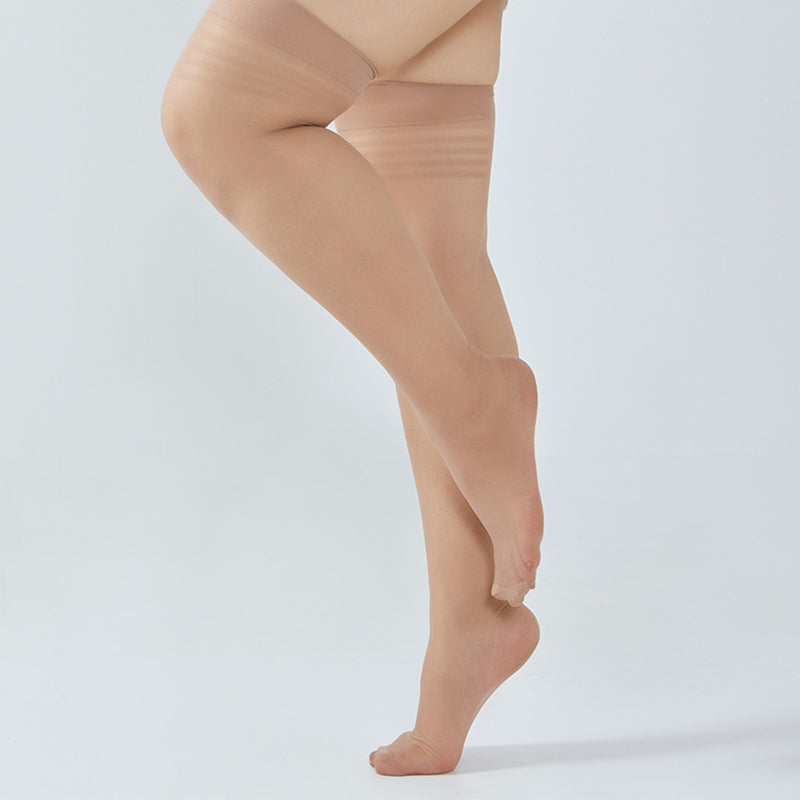 Transparent Thigh High Socks(4 Pairs) - Coffee - Fits 148-242lbs - image 8