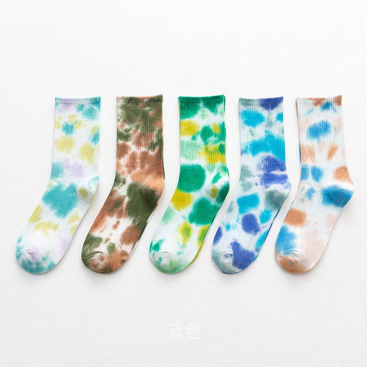 Color Tie Dye Quarter Socks(5 Pairs) - image 0