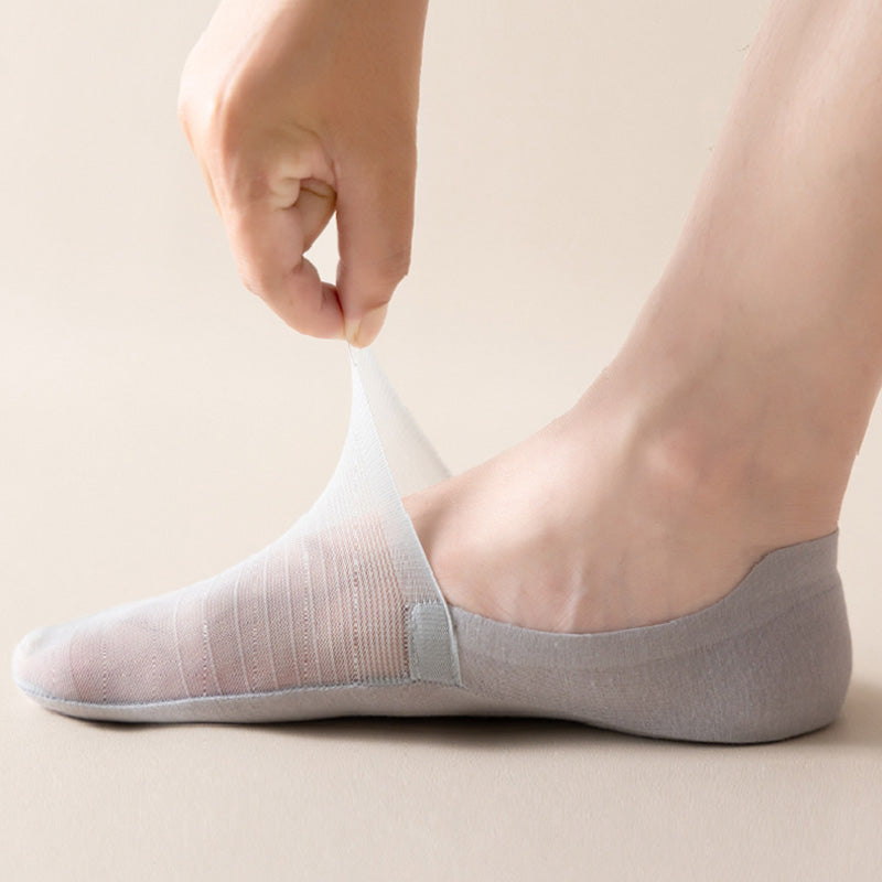 Ice Silk No Show Socks(5 Pairs) - Light Gray - EU38-43(US5-9) - image 1