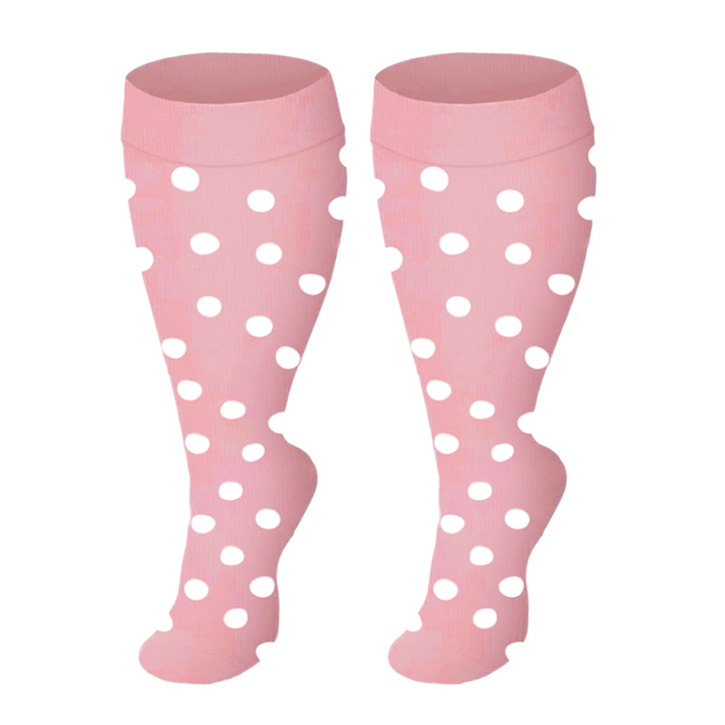 Plus Size Pink Series Compression Socks(3 Pairs) - Pink Dot - 4XL - image 7