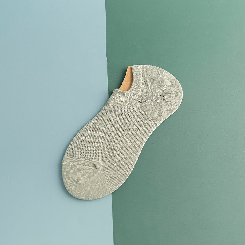 Mesh Non-slip Silicone Ankle Socks(11 Pairs) - Light Green - EU44-50(US10-15) - image 18