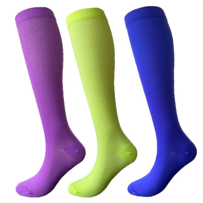 Solid Color Sport Compression Socks(3 Pairs) - image 0