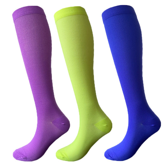 Solid Color Sport Compression Socks(3 Pairs) - image 0