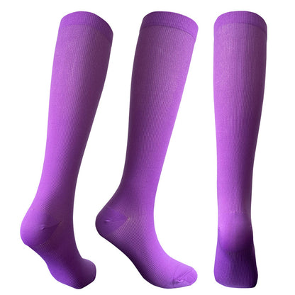 Solid Color Sport Compression Socks(3 Pairs)