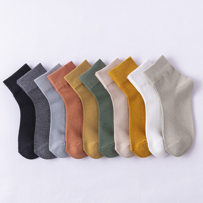 Solid Color Skin Friendly Quarter Socks(10 Pairs) - Multicolor - EU36-38(US3-5) - image 10