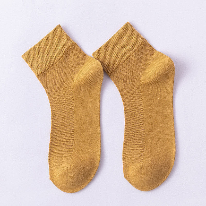 Solid Color Skin Friendly Quarter Socks(10 Pairs) - Yellow - EU36-38(US3-5) - image 17