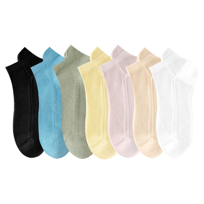Breathable Full Mesh Ankle Socks(7 Pairs) - Multicolor - EU36-39(US3-6) - image 10