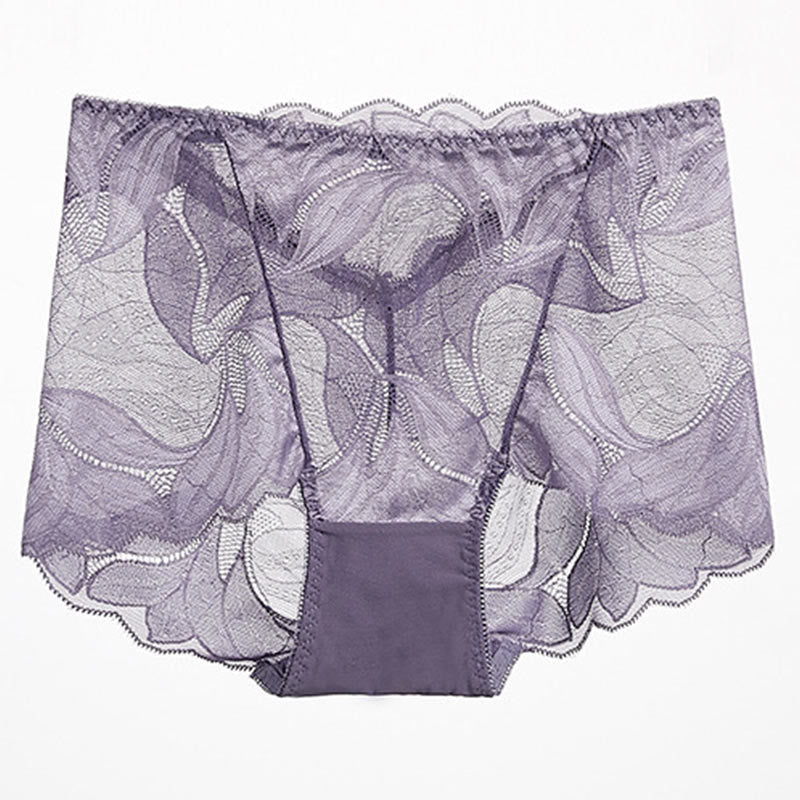 Lace Breathable Panty(5 Packs) - Dark Purple - 2XL - image 20