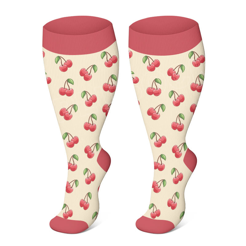 Plus Size Fruit Pattern Compression Socks