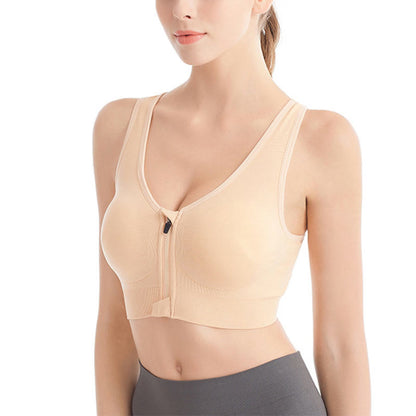 Front Zip Comfortable Sports Bras(2 Packs) - Nude - 4XL - image 7