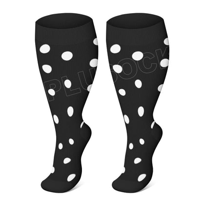 Plus Size White Stripes Compression Socks(3 Pairs) - Polka Dots - 4XL - image 6