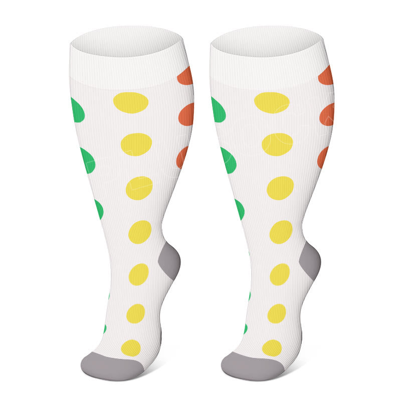 Plus Size Colorful Polka Dots Compression Socks(3 Pairs)